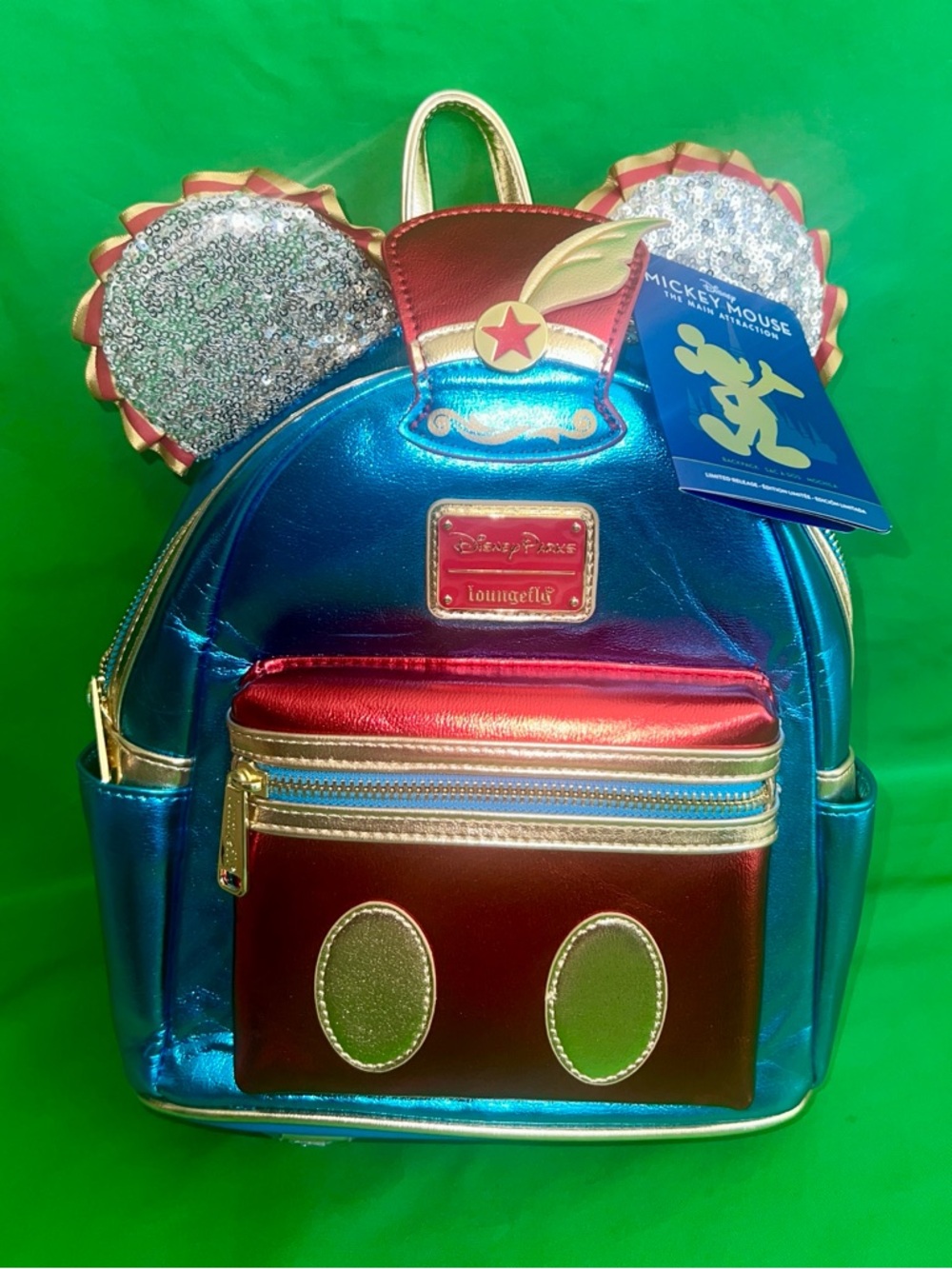 Disney DUMBO x Loungefly Metallic Blue & Red Mickey Mouse Backpack